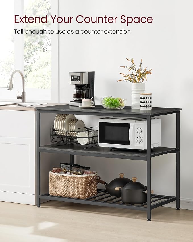 VASAGLE Kitchen Island with 3 Shelves, 47.2 Inches Width Kitchen Shelf with - Image 4