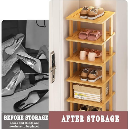 SAN HE Bamboo Shoe Rack 17 Tier- Vertical Shoe Rack - Image 5