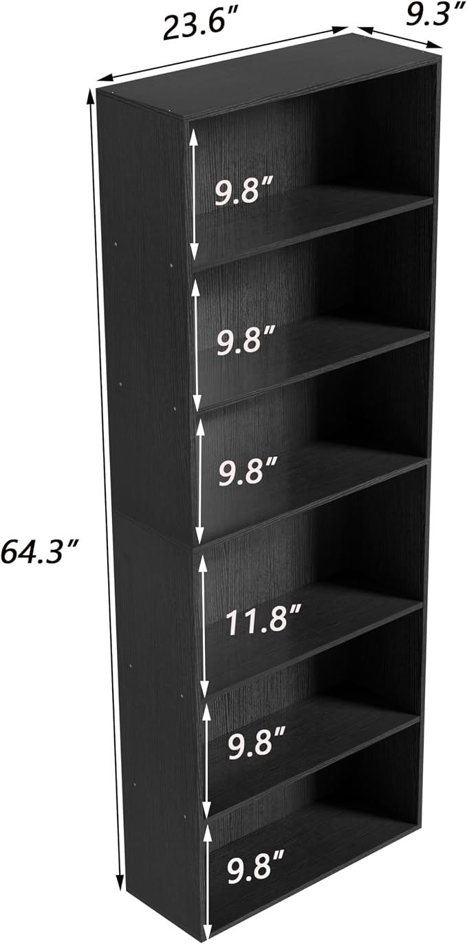 Wooden 6 Tier Book Shelf, 6 Cube Storage Organizer, 6 Tier Low Bookcase Storage - Image 3