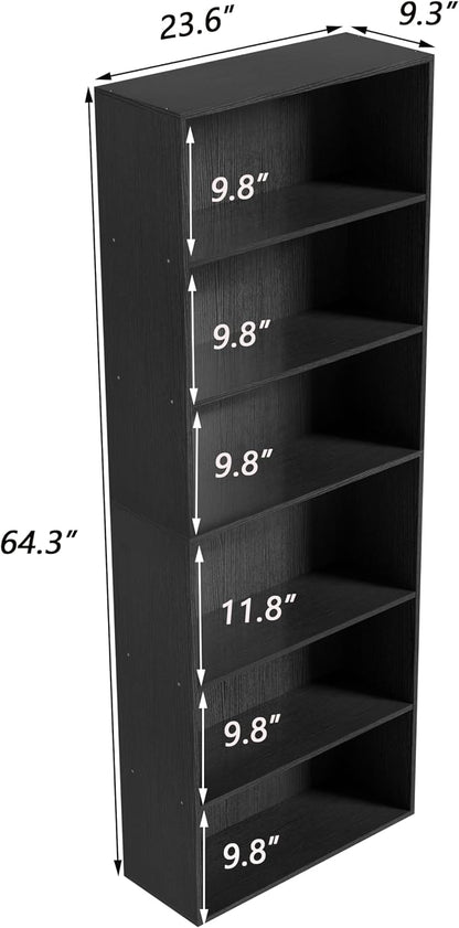 Wooden 6 Tier Book Shelf, 6 Cube Storage Organizer, 6 Tier Low Bookcase Storage - Image 3