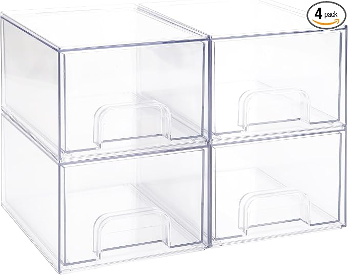 Sea Team 4-Pack Clear Makeup Organizer by SeaTeam