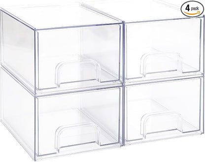 Sea Team 4-Pack Clear Makeup Organizer by SeaTeam