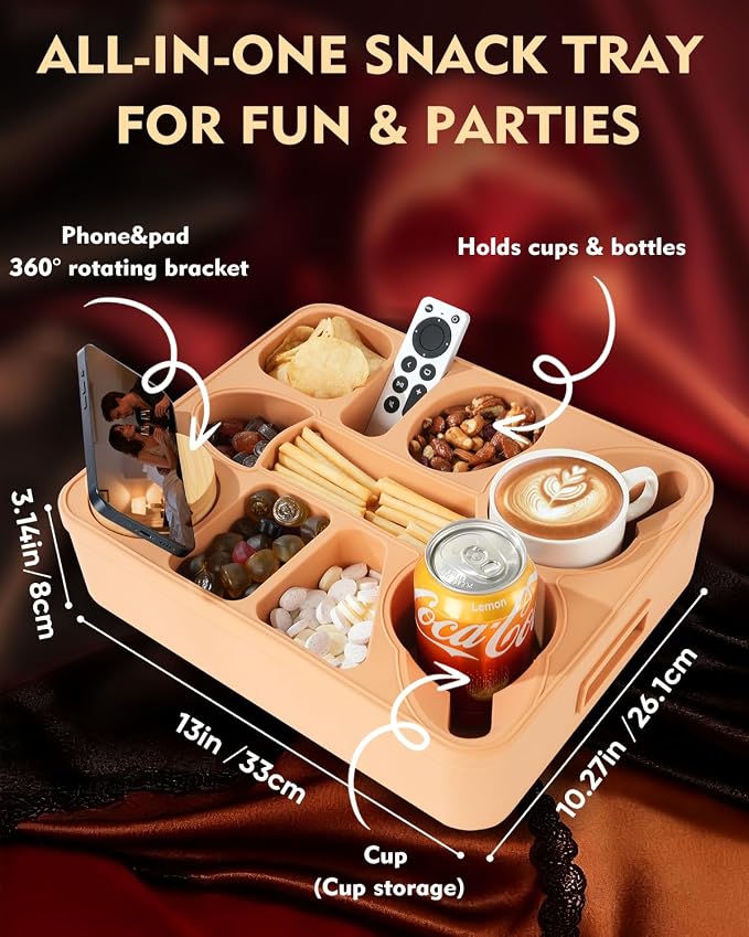 Couch Cup Holder Tray Dual Cup Silicone Organizer – Waterproof Anti-Slip Snack - Image 2