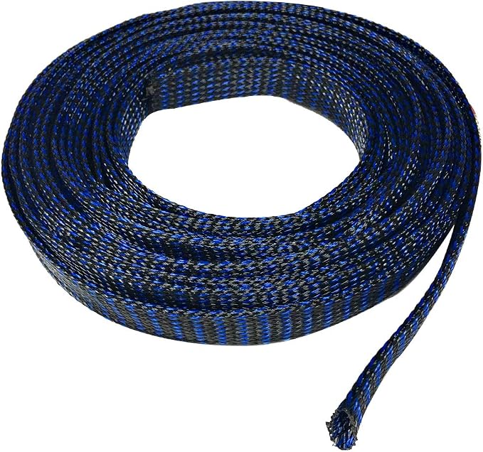 Seismic Audio - EBS1250Blue- 50 Foot Blue/Black 1/2" Expandable Woven Cable by SeismicAudio