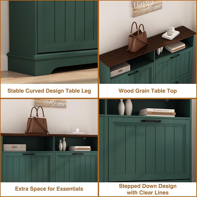 Shoe Storage Cabinet with 4 Flip Drawers, Narrow Slim Shoe Organizer - Image 6