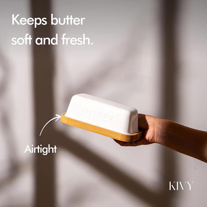 KIVY Ceramic butter dish with airtight lid that keeps butter soft - Image 2