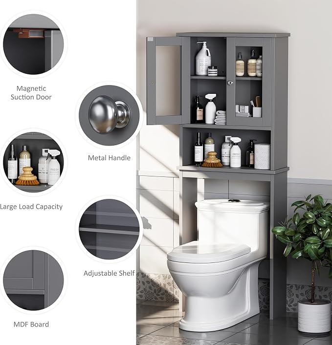 Over the Toilet Storage Cabinet, Bathroom Storage Cabinet Over Toilet, Space - Image 5