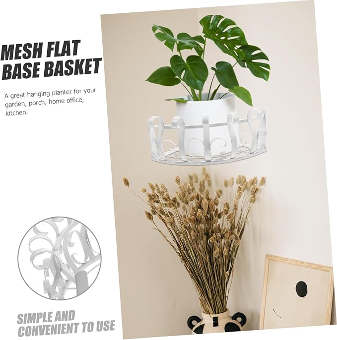 1pc Wall Mounted Flower Shelf Iron Art Hanging Planter Semicircle Flower Pot - Image 7