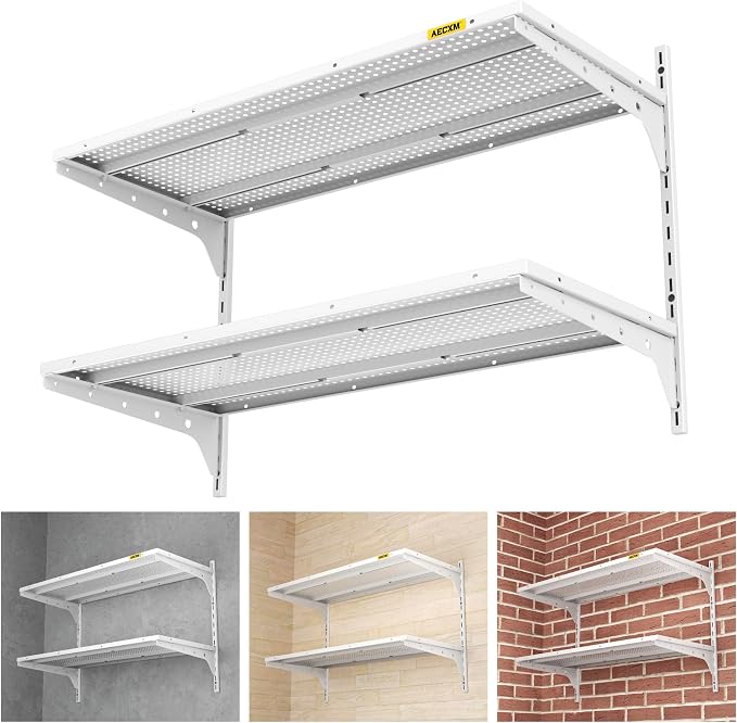 1pack×2 Tier 1.3x3ft Garage Shelving Wall Mounted, 250lbs Load Capacity by AECXM