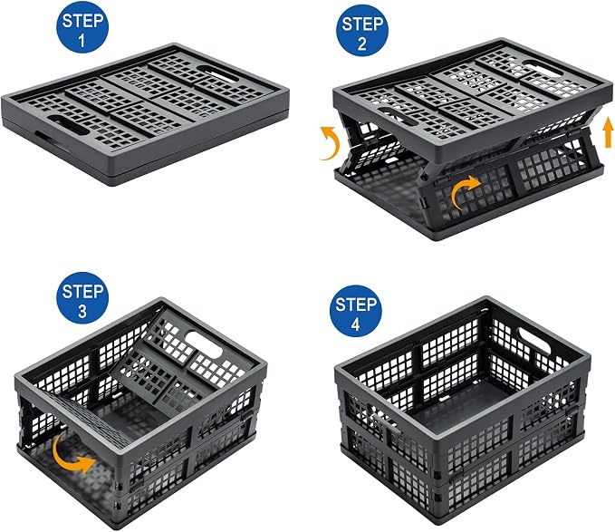 Eslite 16L Collapsible Storage Crates, Folding Plastic Crates - Image 4