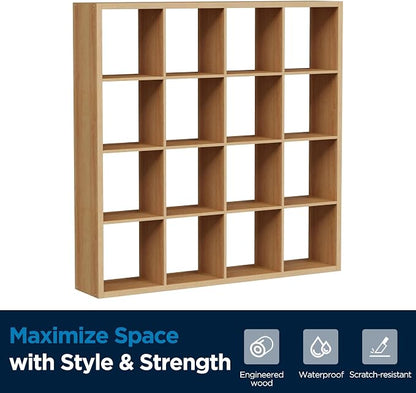 16-Cube Storage Organizer Bookcase, Thick Frame Wood Grain Storage Shelf - Image 8