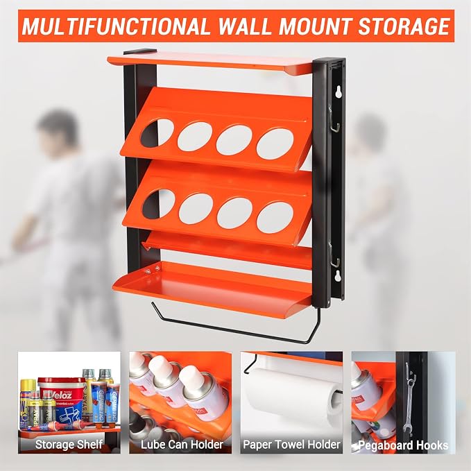 Wallmaster Spray Can Holder, Lube Can Wall Mount Storage Rack Heavy Duty Paint - Image 2