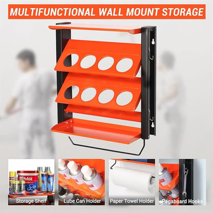 Wallmaster Spray Can Holder, Lube Can Wall Mount Storage Rack Heavy Duty Paint - Image 2