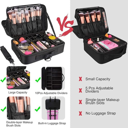 Relavel Makeup Bag Travel Makeup Train Case 13.8 inches Large Cosmetic Case - Image 2