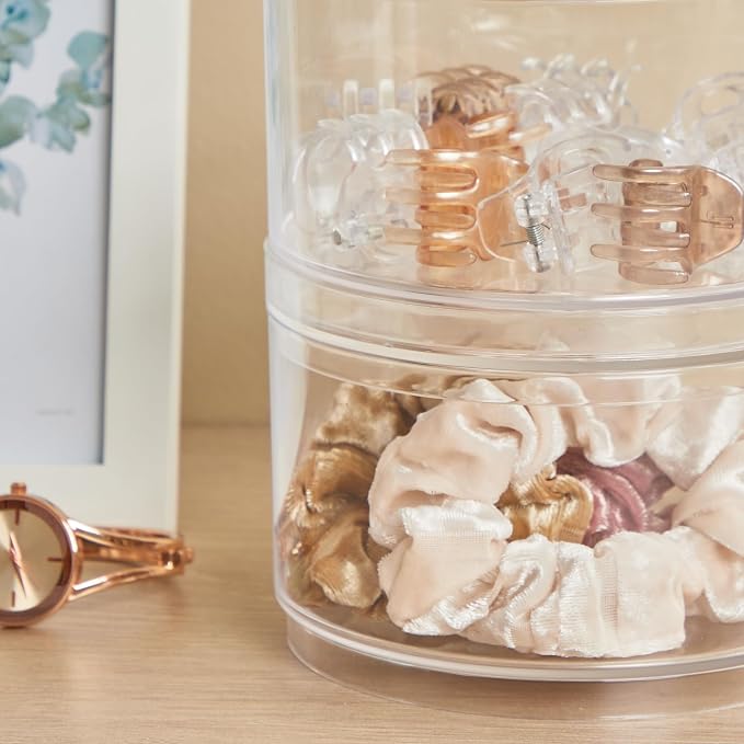 STORi Bella Stackable Clear Plastic Container Round Vanity Storage Organizers - Image 6