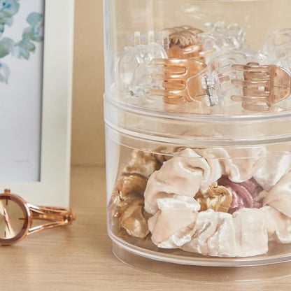 STORi Bella Stackable Clear Plastic Container Round Vanity Storage Organizers - Image 6