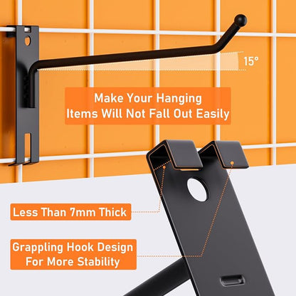 INCLY 6 Inch Gridwall Hooks, 60 Pack Heavy Duty Black Display Hooks - Image 4