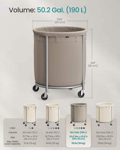 SONGMICS Laundry Basket, Rolling Steel Frame - Image 6