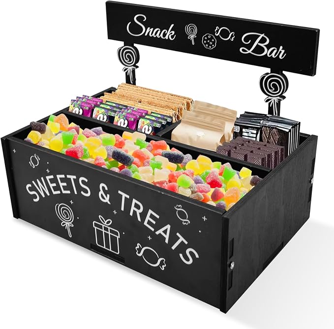 Snack Organizer for Countertop Wooden Snack Bar Container 4 Compartment Food by Kuabiz