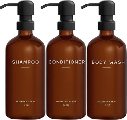 Amber Shampoo and Conditioner Dispenser Set by Brighter Barns by BrighterBarns