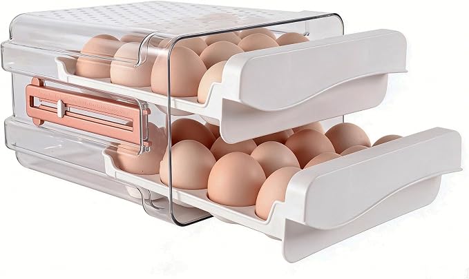 Sooyee Egg Holder for Fridge, 2 Drawers 32 Eggs Organizer for Refrigerator by Sooyee