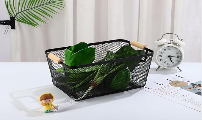 AJIODA Metal Mesh Steel Basket, Large Wire Storage Organizer Basket - Image 5