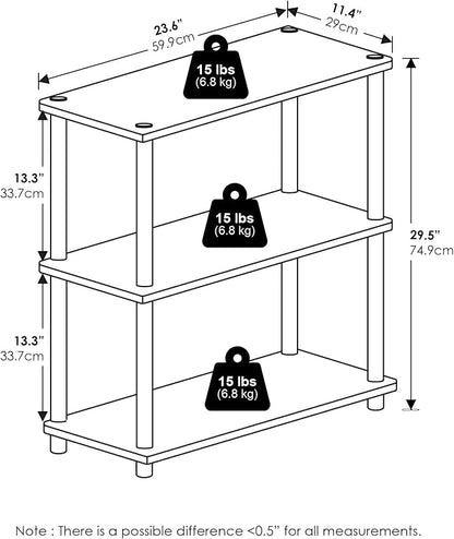Furinno Turn-N-Tube Storage Shelves, 3-Tier Book Shelf, Corner Shelf, Toolless - Image 2