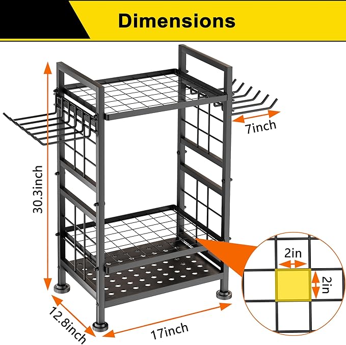3 Tier Garden Tool Organizer, Garage Storage and Organization, Metal Yard Tools - Image 3