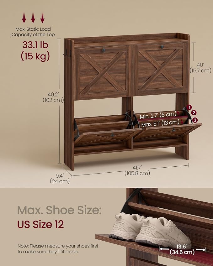VASAGLE Shoe Storage Cabinet Organizer - Image 2