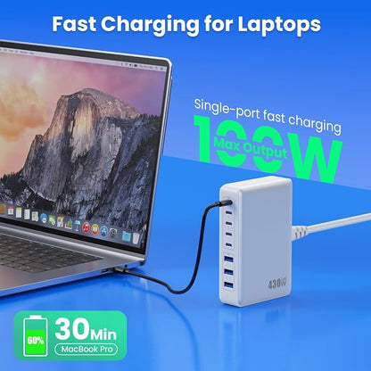 USB C Charger 430W USB C Charger Block, 8-Ports GaN IV Fast Charging Station Hub - Image 3