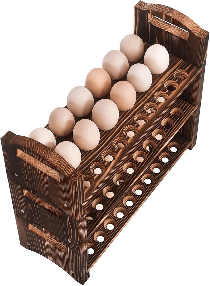 Wooden Egg Holder 3 Layer Fresh Egg Rack Holders Countertop Stackable Quail Egg - Image 9