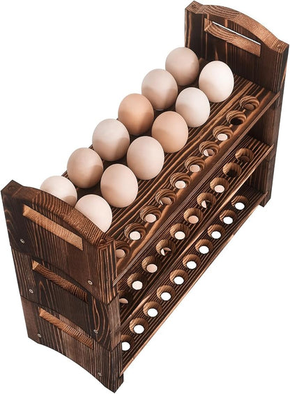 Wooden Egg Holder 3 Layer Fresh Egg Rack Holders Countertop Stackable Quail Egg - Image 9