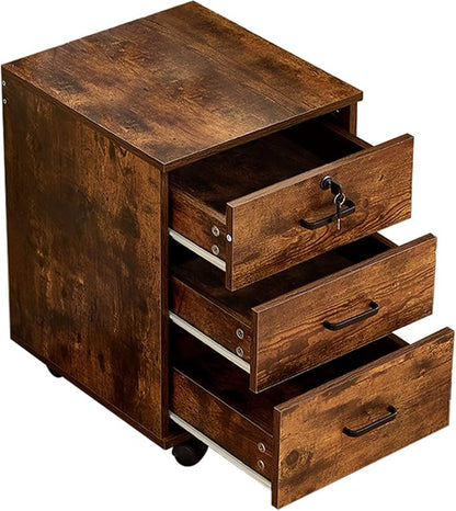 File Cabinet with Lock 3 Drawer Mobile Filing Cabinet with 360° Swivel Wheels - Image 7