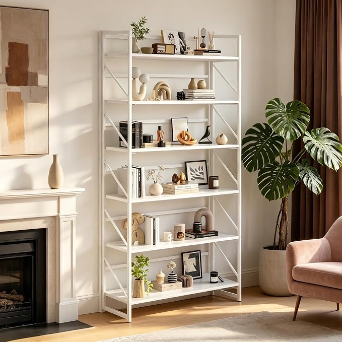 JSB 6 Tier No Assembly Folding Bookshelf, 30.7" Wide Foldable Storage Bookcase - Image 7