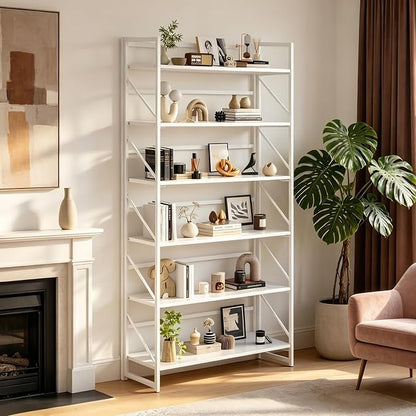 JSB 6 Tier No Assembly Folding Bookshelf, 30.7" Wide Foldable Storage Bookcase - Image 7