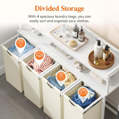 Lifewit Laundry Hamper 4 Section, 168L Pull out Laundry Clothes Basket Organizer - Image 2