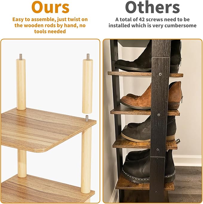 LUCKNOCK Vertical Shoe Rack, 8-Tier Tall Narrow Shoe Organizer - Image 7