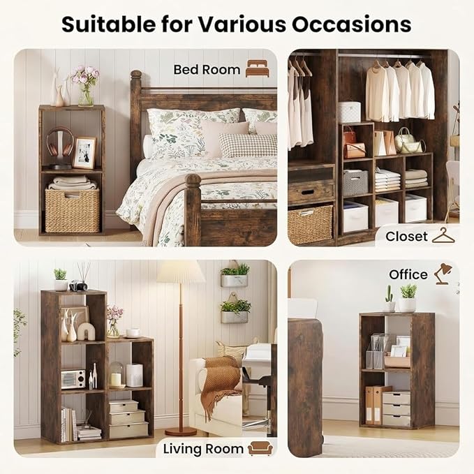 POWERSTONE 2 Cube Storage Organizer, 2 Tier Cubby Bookshelf Freestanding - Image 7