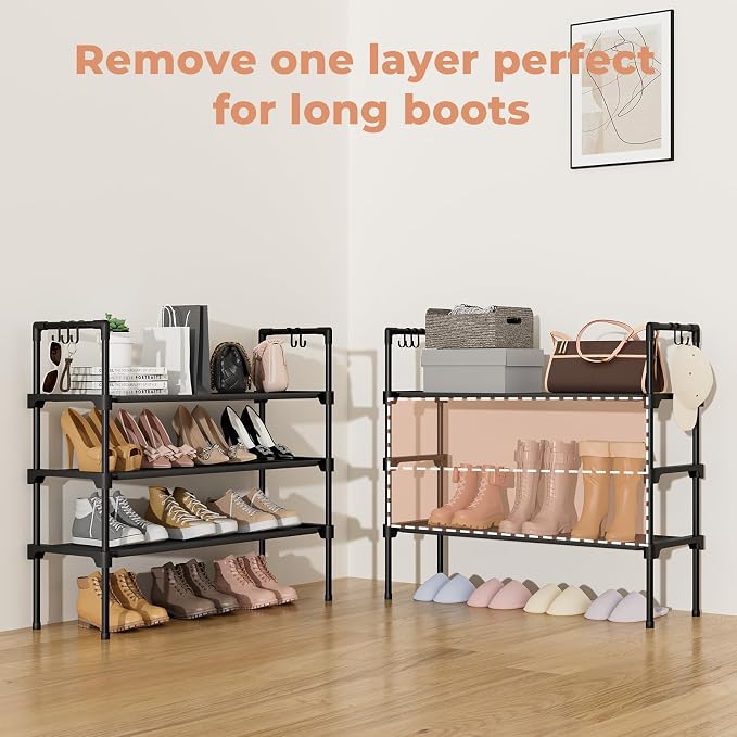 LANTEFUL 3 Tier Shoe Rack for Closet, Shoe Organizer - Image 6