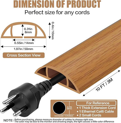Floor Cord Cover Self Adhesive Cord Hider, 10FT Cable Management, Extension - Image 2