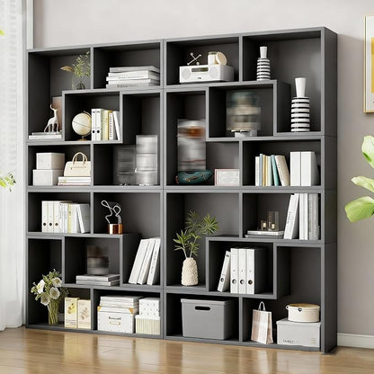Expandable Bookcase with Adjustable Width, Wooden Room Divider Bookshelf by Unknown