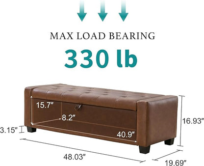 Huatean Home 48" Ottoman with Storage, Storage Ottoman Bench with Safety Hinge - Image 2