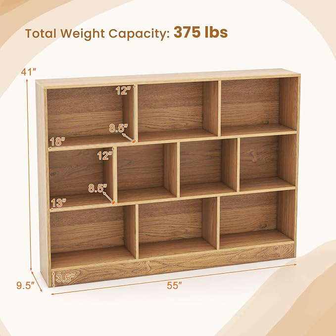 Giantex 10 Cube Bookcase, 4-Tier Freestanding Bookshelf w/ 10 Open Compartments - Image 2
