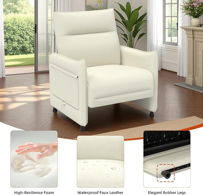 3-Piece Living Room Sofa Set, Faux Leather Loveseat & Accent Chairs Set of 2 - Image 4