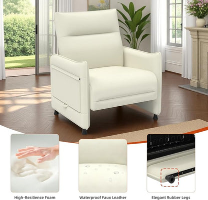 3-Piece Living Room Sofa Set, Faux Leather Loveseat & Accent Chairs Set of 2 - Image 4