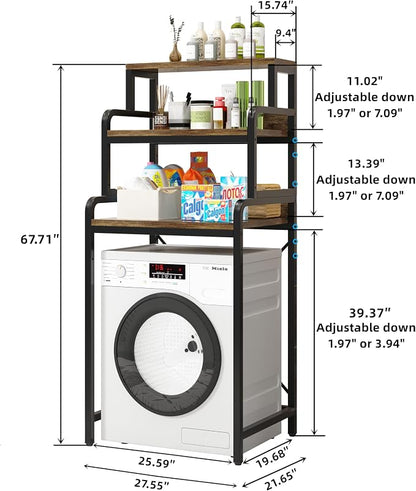 3-Tier Bathroom Room Shelf Washing Machine Storage Utility Rack Over The Toilet - Image 2