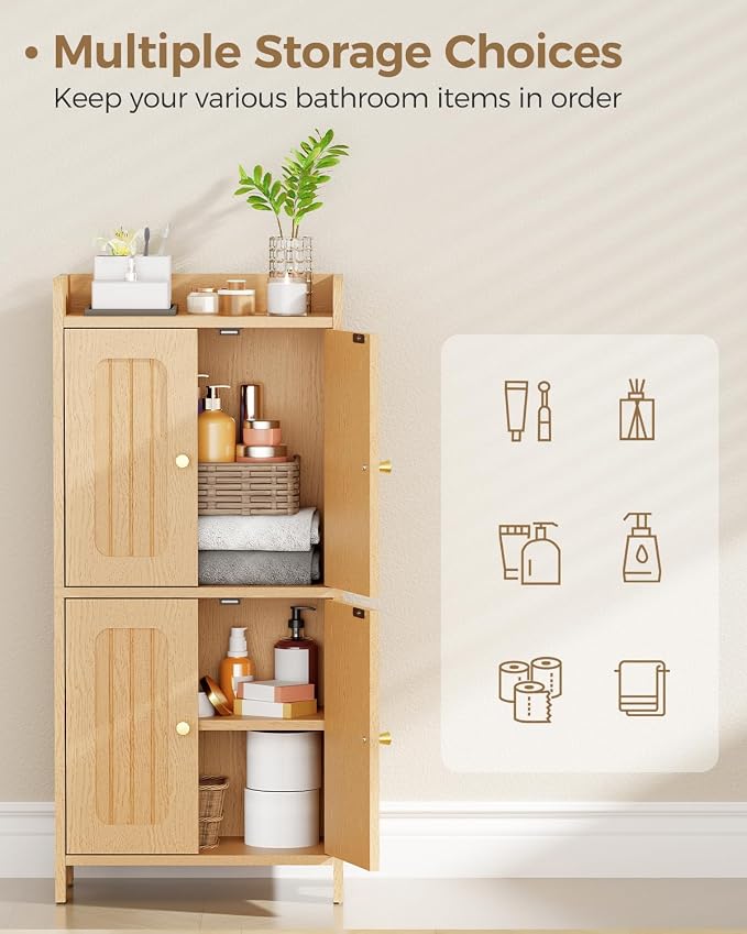 BEWISHOME Small Floor Cabinet, Toilet Paper Storage, Bathroom Storage Cabinet | - Image 4