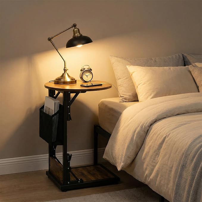 Foldable C Shaped End Table, 15.7" Couch Side Table - Image 7