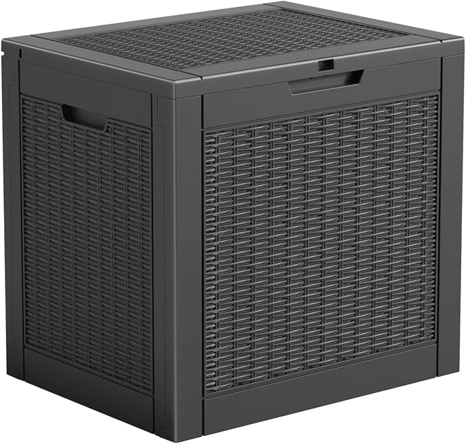 Resin Deck Box - 31 Gallon Lockable Outdoor Storage, Water-Resistant by GGYI