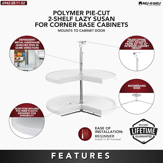 Rev-A-Shelf 2 Tier Pie-Cut Lazy Susan - Image 3